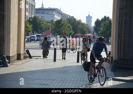 60th anniversary of Berlin Wall construction. The Brandenburg Gate - Berlin, Germany - August 13, 2021. Stock Photo