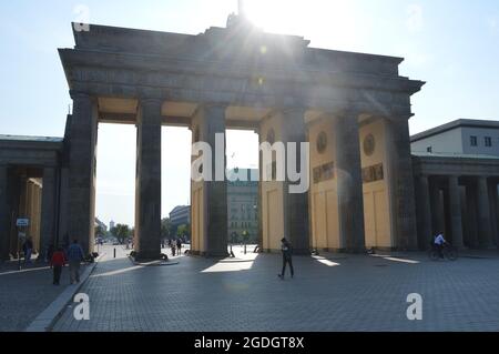 60th anniversary of Berlin Wall construction. The Brandenburg Gate - Berlin, Germany - August 13, 2021. Stock Photo