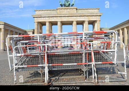 60th anniversary of Berlin Wall construction. The Brandenburg Gate - Berlin, Germany - August 13, 2021. Stock Photo