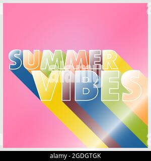 colorful SUMMER VIBES retro sign or sticker, vector illustration Stock Vector