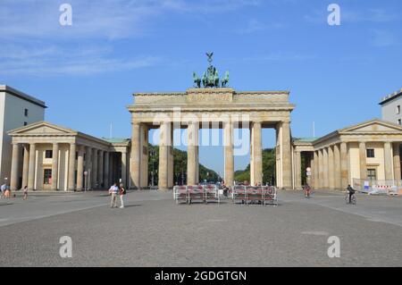 60th anniversary of Berlin Wall construction. The Brandenburg Gate - Berlin, Germany - August 13, 2021. Stock Photo