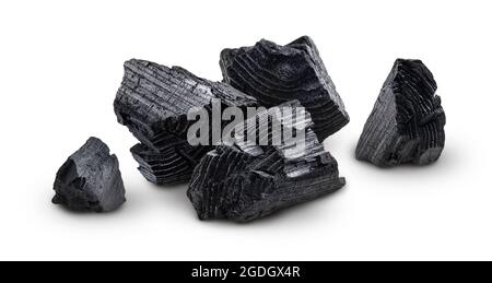 Natural wood charcoal isolated on white background  Stock Photo