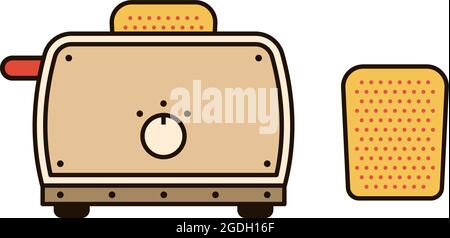 Simple toaster with toasted bread Stock Vector