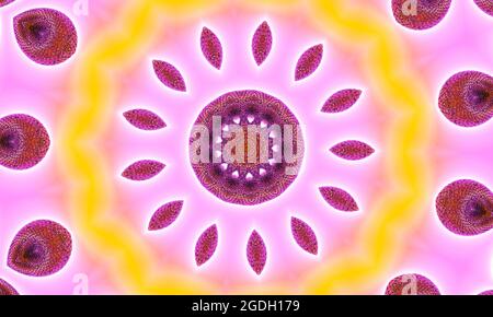 Abstract colorful fantacy purple blue green kaleidoscope pattern background. Stock Photo