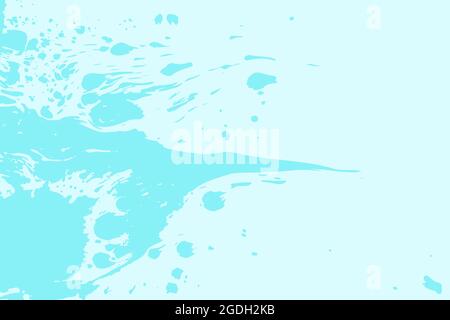 Abstract vector grunge azure illustration. Blue spreading splashes of paint background. Dripping stain, drops, spots, liquid ink. Handcrafted water te Stock Vector