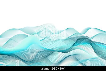 Abstract vector wavy banner. Blue wave lines isolated on white background. Gradient geometric illustration for web, packaging, business, medicine, tra Stock Vector