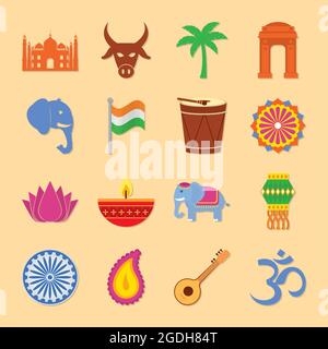 Indian culture icon collection design Stock Vector Image & Art - Alamy