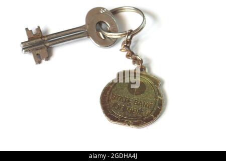 Kerala, India - 08-06-2021: State bank of India logo on a key chain. Stock Photo