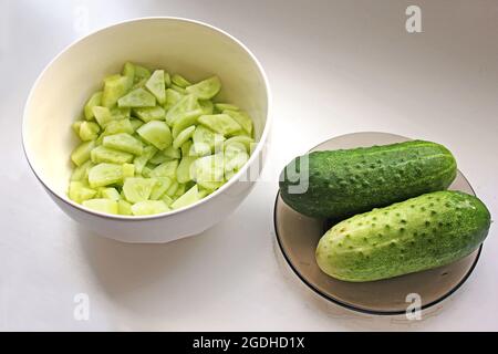 Fresh sliced cucumber Stock Photo