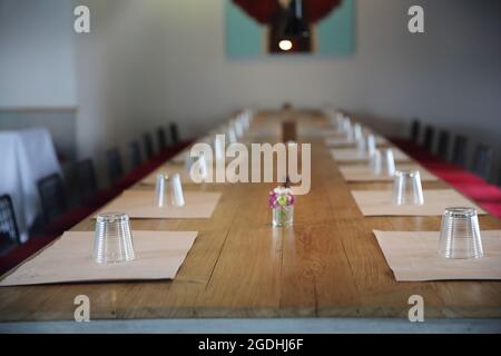 Table set with kitchecn Stock Photo