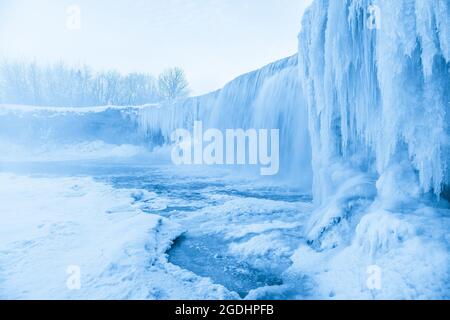 Frozen Jagala Falls - The Niagara Falls of Estonia Stock Photo