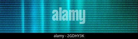 Binary computer code as background. Abstract background with neon light, in the form of a binary code on the monitor screen. Stock Photo