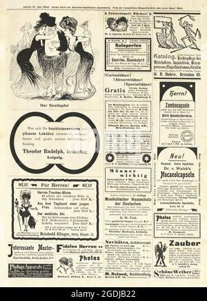Old vintage Newspaper adverts, German, 1900s, Stock Photo