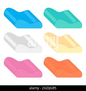 Colored Memory Pillow Set Isolated on White Background Stock Vector