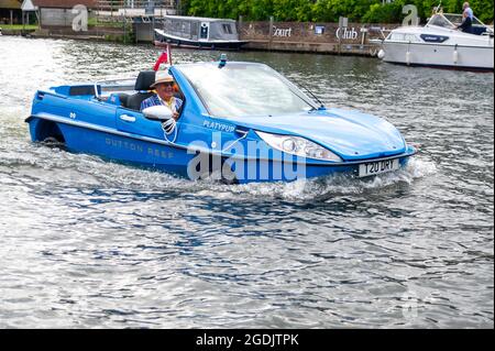 A Dutton Reef amphibious car in the river at Henley Royal Regatta 2021 ...
