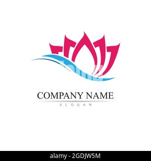 Beauty Vector lotus flowers design logo Template icon Stock Vector