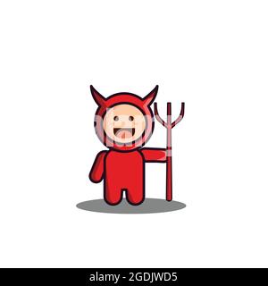 cute devil simple style illustration vector image, cute devil isolated Stock Vector