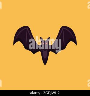 bat flat style illustration vector image, bat isolated design Stock Vector