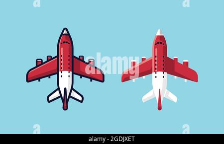 plane vector with border line and without border line, plane flat design style Stock Vector