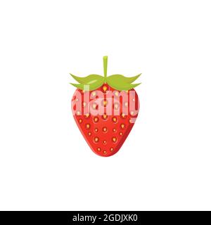 strawberry fruit illustration realistic on white background. strawberry vector isolated design Stock Vector