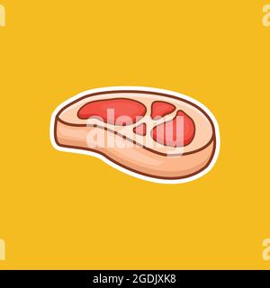 steak meat with simple style illustration, meat vector, meat icon, steak meat isolated design Stock Vector