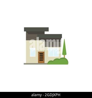 simple modern house illustration on white background, house vector design isolated Stock Vector