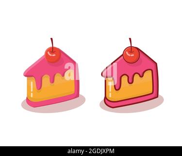 sliced cake illustration with line and without line, cake icon, cake vector, sliced cake isolated design Stock Vector