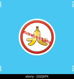 The prohibition sign don't throw a banana peel on here, banana vector, banana illustration, banana icon Stock Vector