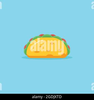 taco illustration with vegetable topping. taco icon vector illustration flat style, taco isolated design Stock Vector