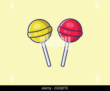 two candy illustration with the different color red and yellow, candy vector isolated Stock Vector