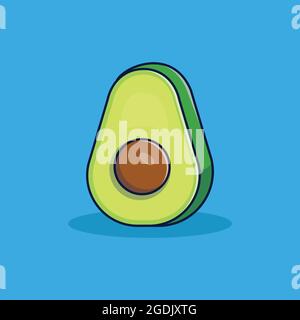 avocado illustration with simple style, avocado vector isolated design Stock Vector