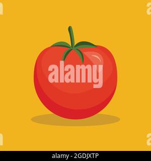 tomato illustration with flat style design, tomato vector isolated Stock Vector