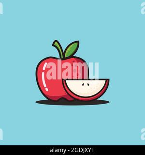 apple vector illustration, apple and slice apple icon, apple vector Stock Vector