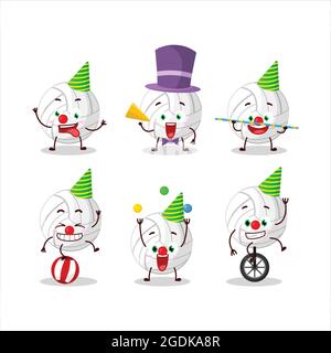 Cartoon character of white volleyball with various circus shows. Vector illustration Stock Vector