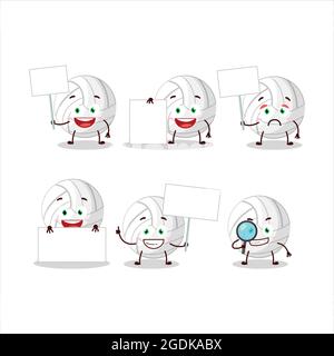 White volleyball cartoon character bring information board. Vector illustration Stock Vector