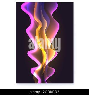 Flowing multi color smoke effect. Blended glowing lines. Poster isolated on white background. Vector illustration with abstract cover. Stock Vector