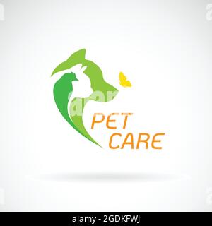 Vector of bird, cat, dog and butterfly on white background. Pet Care. Banners Animal. Easy editable layered vector illustration. Stock Vector