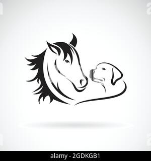 Vector of horse and dog(Labrador) on white background. Pet. Animal. Easy editable layered vector illustration. Stock Vector