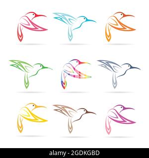 Vector group of hummingbird on white background. Easy editable layered vector illustration. Wild Animals. Stock Vector