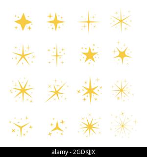 vector icon illustration shiny stars, sparkle stars, glitter stars Stock Vector