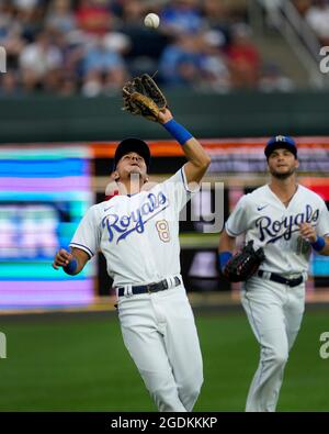 Aug 13, 2021: St. Louis Cardinals left fielder Tyler O'Neill (27) records  an out at Kauffman Stadium in Kansas City, MO. Cardinals defeated the  Royals 6-0. Jon Robichaud/CSM Stock Photo - Alamy