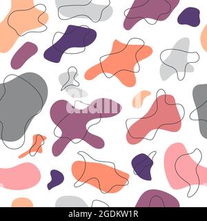 Seamless abstract pattern of organic shapes in modern colors for textures, textiles, and simple backgrounds. Flat style Stock Vector