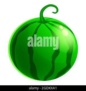 Watermelon berry, fruit whole fresh organic, green color, icon. Vector illustration symbol icon cartoon Stock Vector