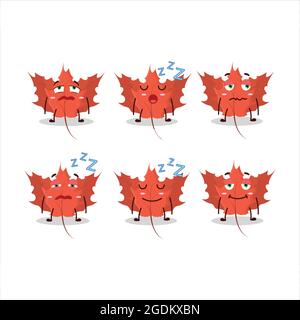 Cartoon character of autumn blaze maple with sleepy expression. Vector illustration Stock Vector