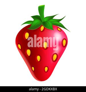 Strawberry fruit whole fresh organic, red color, green leaf. Vector illustration symbol icon cartoon Stock Vector