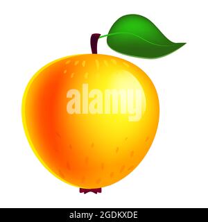 Apple ripe fruit whole fresh organic, yellow color, icon. Vector illustration symbol icon cartoon Stock Vector