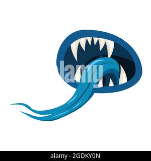Monster mouth creepy and scary. Funny jaws teeths tongue creatures expression monster horror. Vector isolated illustration cartoon style Stock Vector