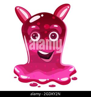 Slime jelli monster character, liquid red creature. Funny cute cartoon vector illustration Stock Vector