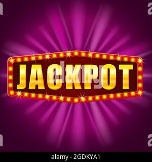 Jackpot Winner banner shining retro sign illuminated by spotlights vector Stock Vector