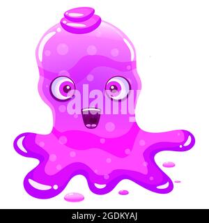 Slime jelli monster character, liquid violet creature. Funny cute cartoon vector illustration Stock Vector